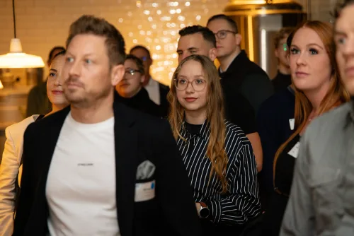 Eventfotograf beim Netzwerkabend der Wirtschaftsjunioren: Begrüßung im SCHWIND am Dalberg